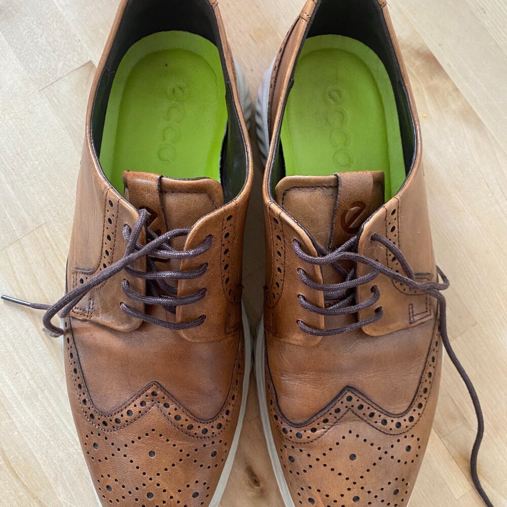 Men's Brown Leather Wingtip Oxford Lace-Up Shoes - Picture 5 of 5